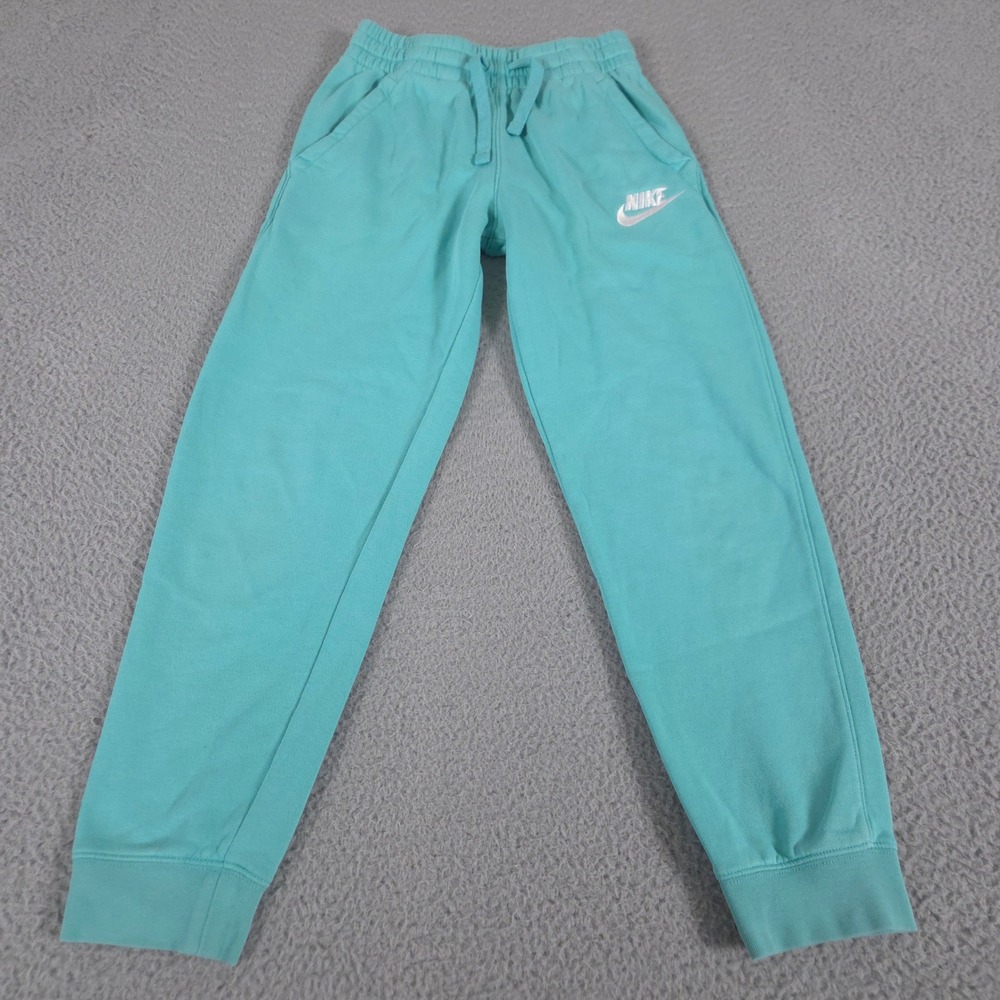 Nike Sweatpants Kids Medium Teal Joggers NSW Club Fleece‎ Cotton Blend Pockets